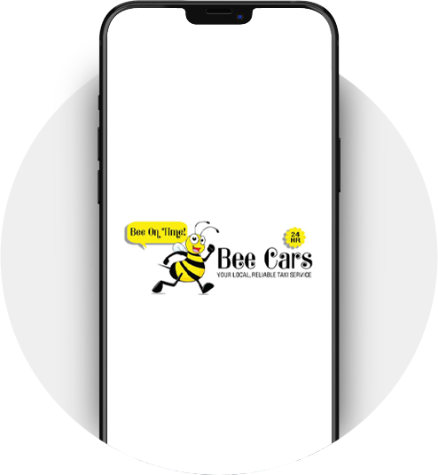 Beecars logo on a phone screen for Airport Transfers.
